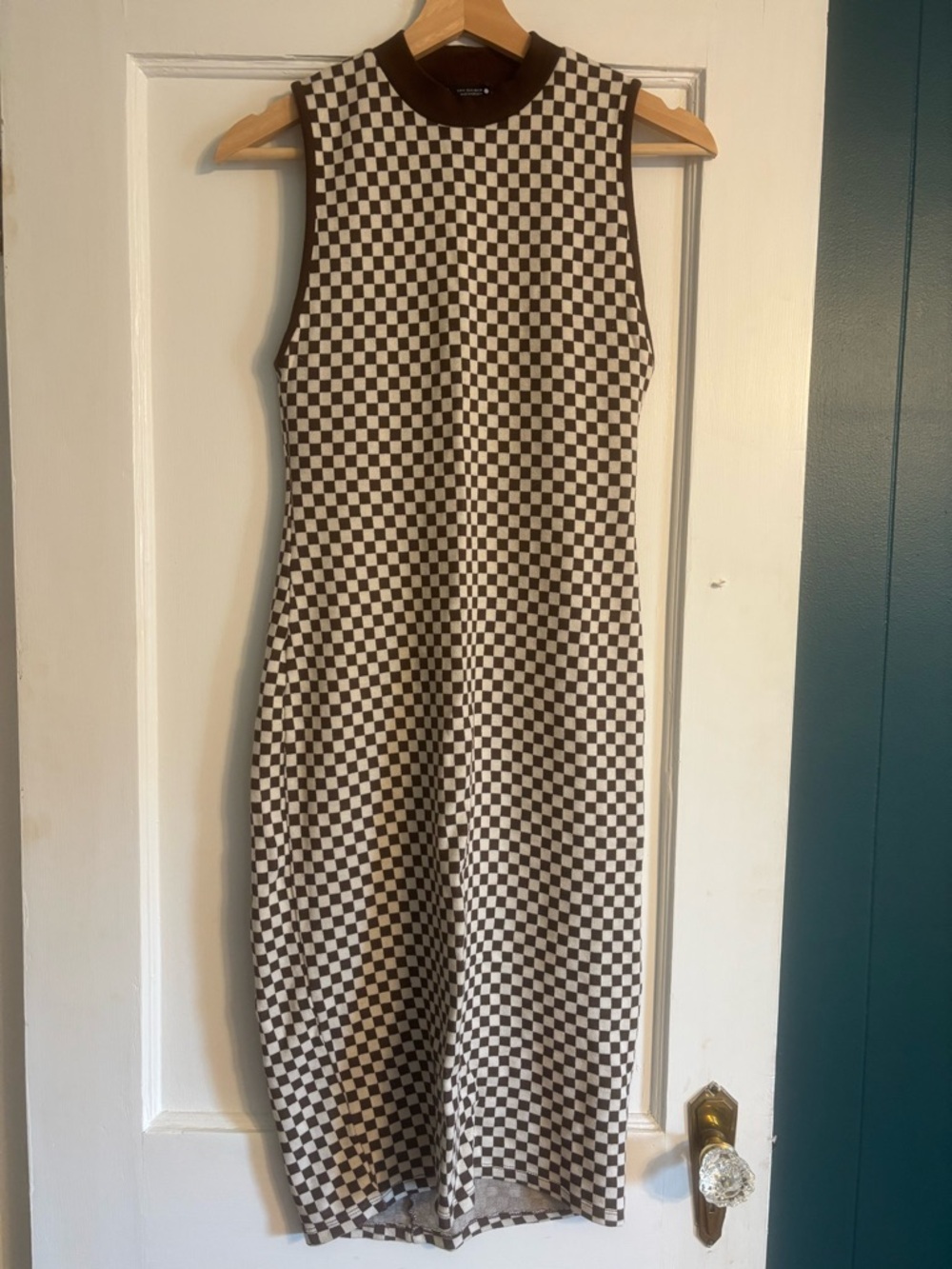 Zara Checkered Bodycon Midi Dress
